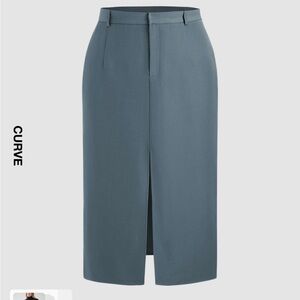 NWT Cider 2XL Mid Waist Split Maxi Skirt Slate Blue